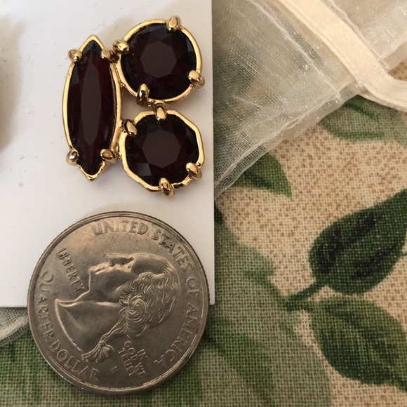 KS pierced earrings garnet colored stones 14k GF - Picture 5 of 5